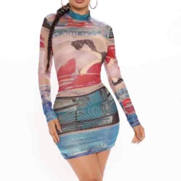Fashion Nova micro mesh bodycon mini dress - Picture 1 of 7